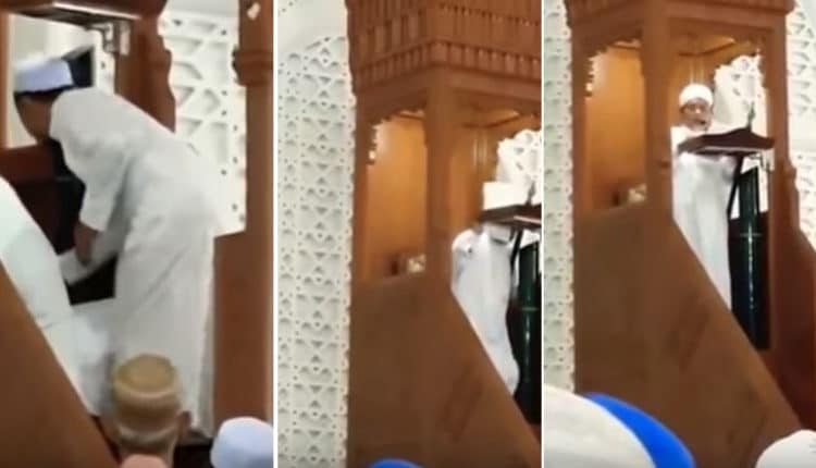 فيديو مؤثر.. لحظة وفاة خطيب أثناء إلقائه خطبة الجمعة على المنبر! (شاهد)