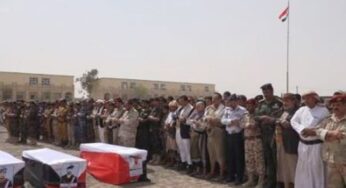 قبل الكشف عن الفاعل .. تشيع جثامين ستة ضباط بمأرب