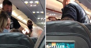 امرأة تصفع زوجها داخل طائرة بعدما  