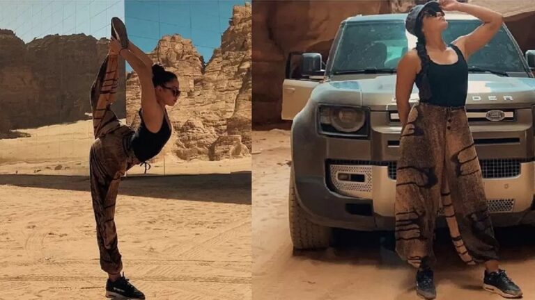 سائحة أجنبية تمارس اليوغا في العلا السعودية بملابس وحركات جريئة ومثيرة.. ونشر صور فاضحة تفجر الإنترنت (شاهد)