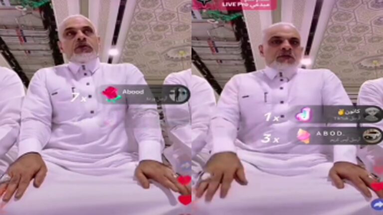 شاهد.. شخص يوثق “بث مباشر” على “التيك توك” وهو يصلي في المسجد وعينه على التكبيس!